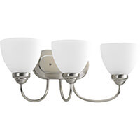 Silver three-light bathroom vanity light fixture