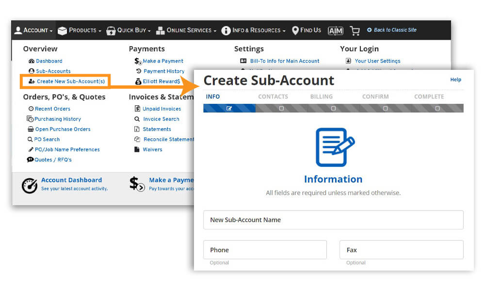 Make a new sub-account
