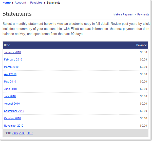 View the details of past and current statements