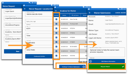 Send waiver request on your mobile app