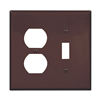 PJ18B - Wallplate 2G Toggle/Duplex Poly Mid BR - Eaton