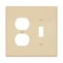 PJ18V - Wallplate 2G Toggle/Duplex Poly Mid Iv - Eaton