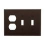 PJ28B - Wallplate 3G 2TOGGLE 1DUPLEX Poly Mid BR - Eaton