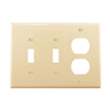 PJ28V - Wallplate 3G 2TOGGLE 1DUPLEX Poly Mid Iv - Eaton