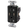 USB20X2BK - Recep, Dup, 20A 125V, 3.8A 5V Usb Port, BK - Hubbell Wiring Devices